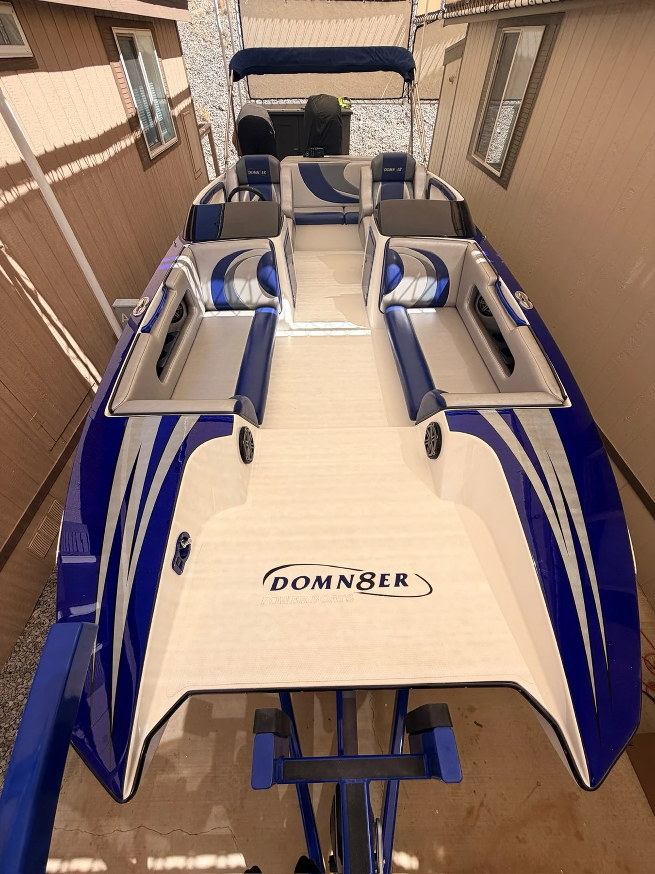 Before: Domn8er boat before custom Freedom Foam decking