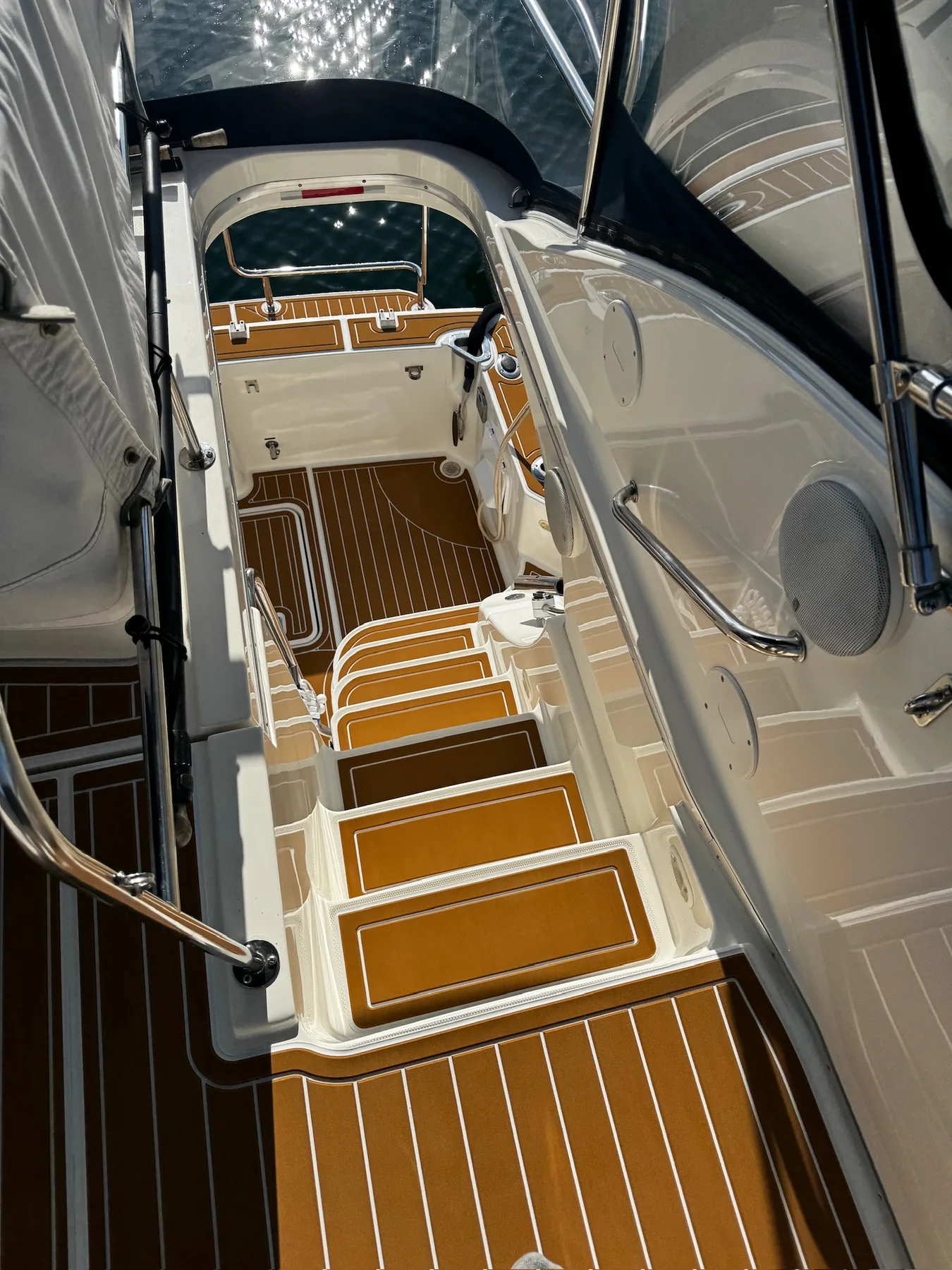 Freedom Foam custom teak boat decking at Harbor Island San Diego marina
