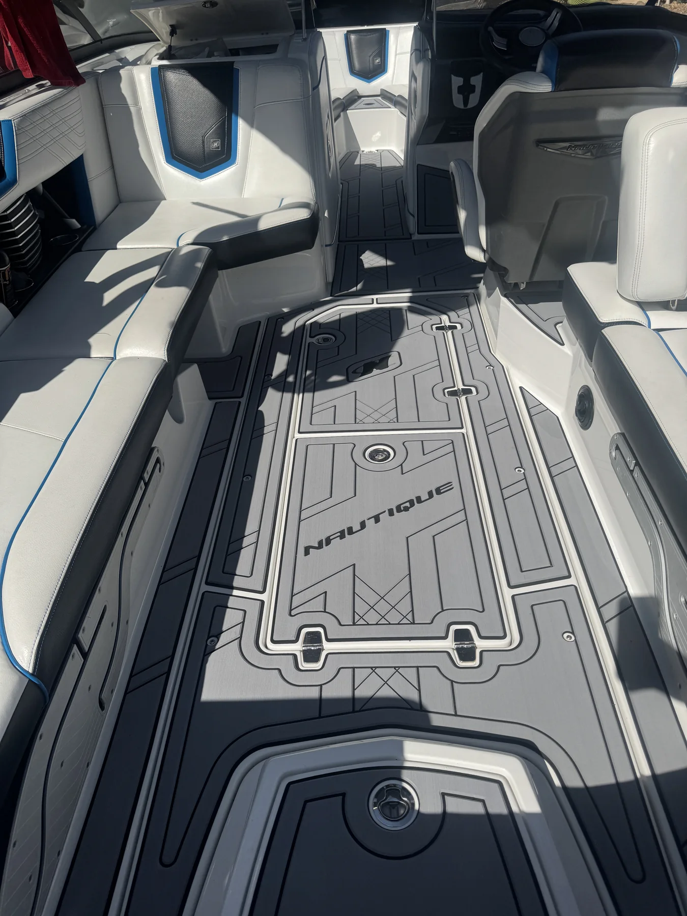Nautique G23 custom gray geometric EVA/PE foam interior flooring Lakeside California