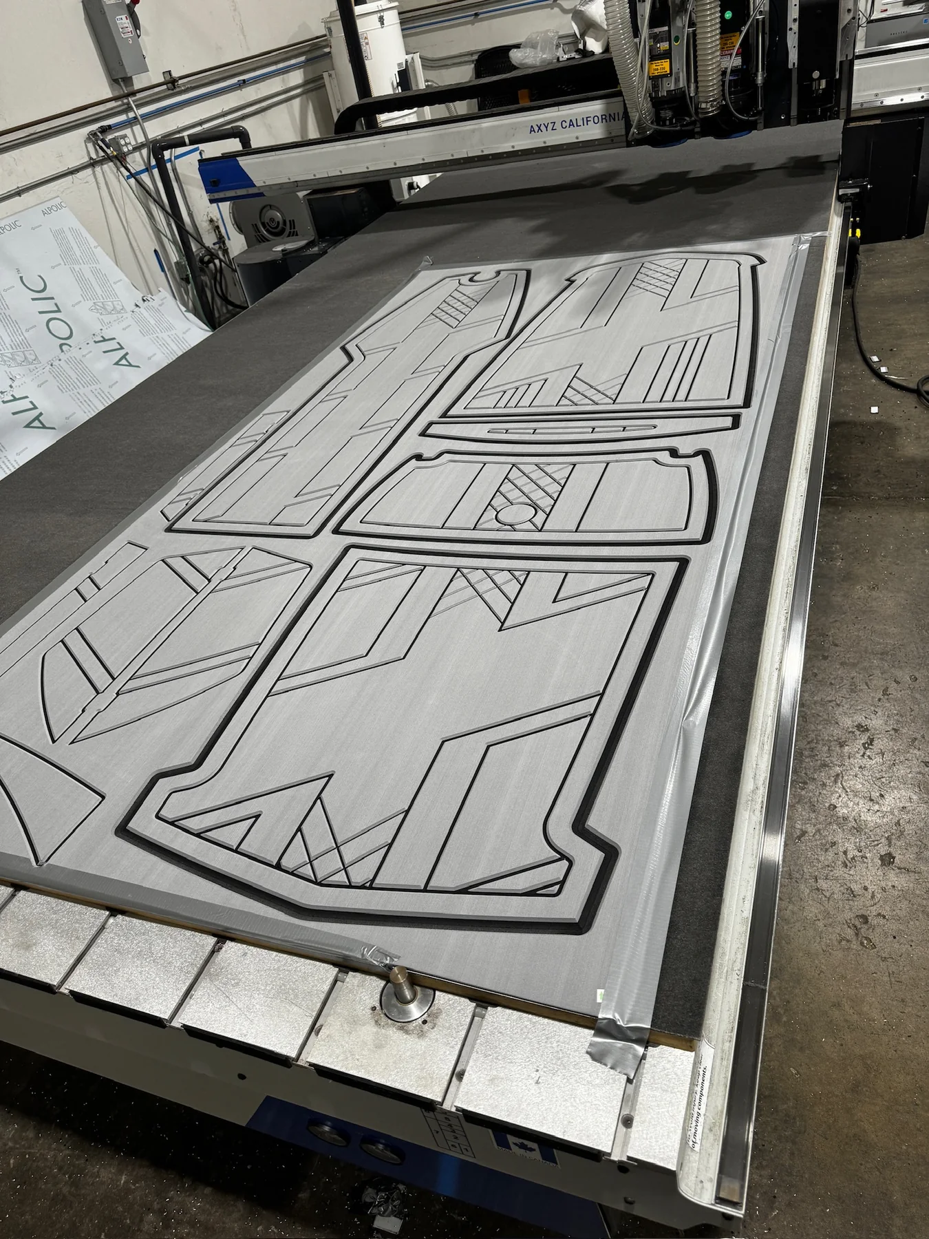Close-up of CNC cut EVA/PE foam panels at Freedom Foam SD
