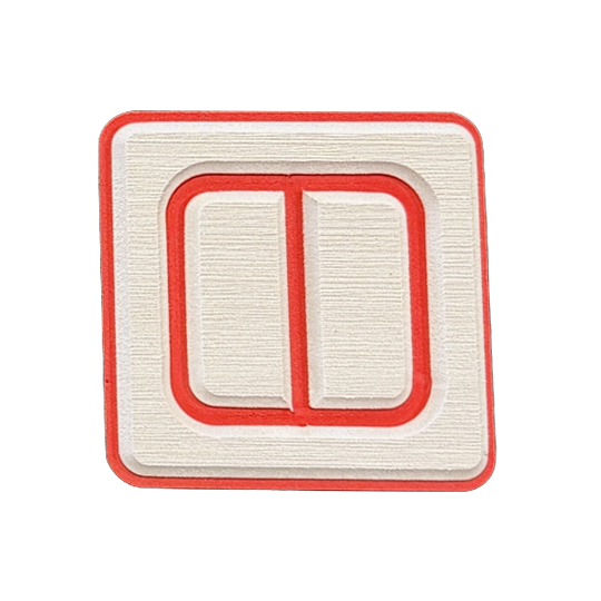 Gray and red foam swatch